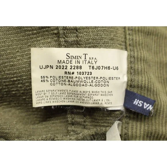 Armani Jeans Men's Simin T Vintage Corduroy Straight Leg Jeans Green Sz 33X33 - Picture 11 of 15